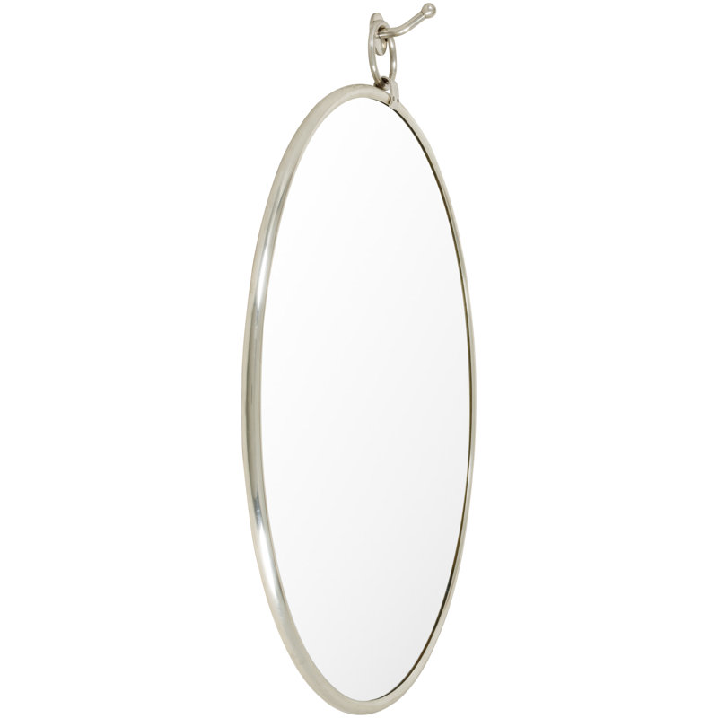 Globes Metal Flat Wall Mirror, Silver, 35.5" x 32"