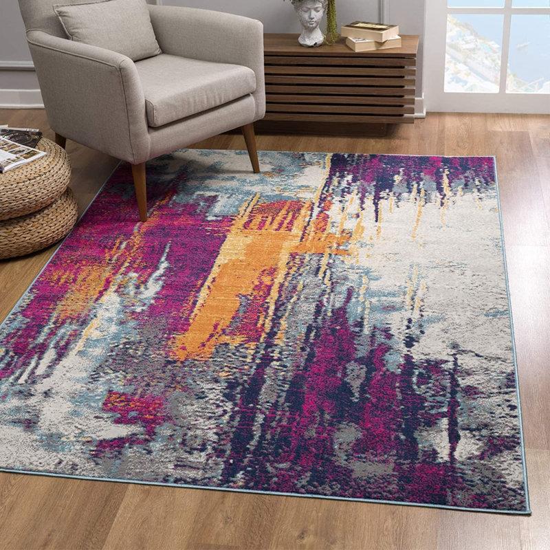 Tapis de couloir multicolore Nicla, Rectangle 3 pi 9 po x 5 pi 6 po