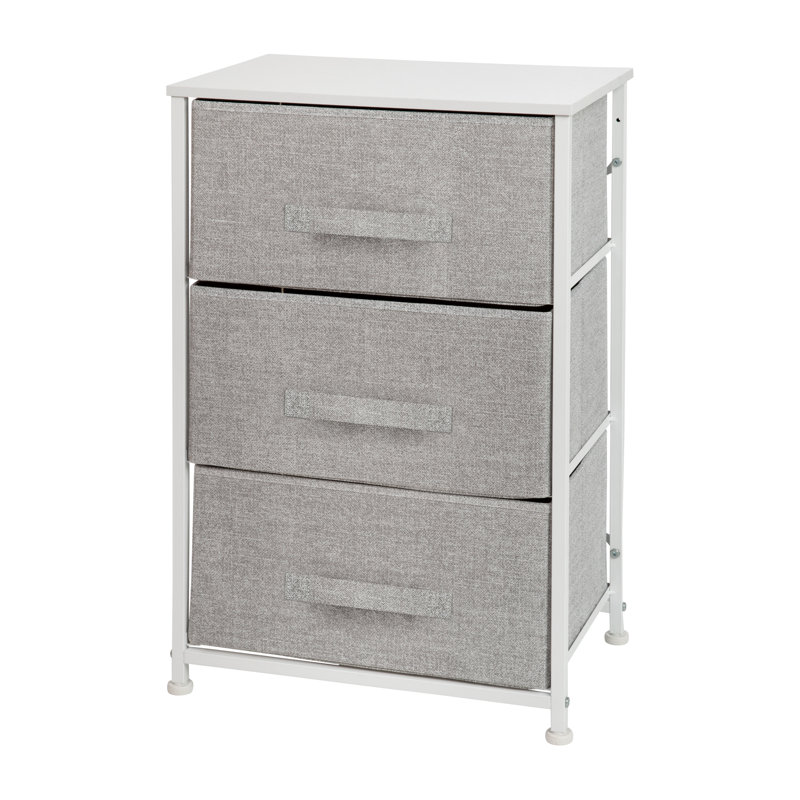 White & Light Gray 3-Drawer Cast Iron Frame Vertical Storage Dresser