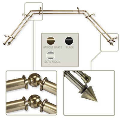 Steel Adjustable Bay Window Double Curtain Rod