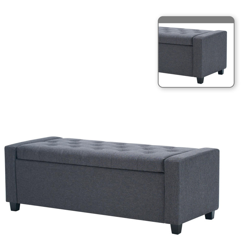 Banc de rangement de style moderne avec accoudoirs pour chambre à coucher, salon, vestibule, Gris