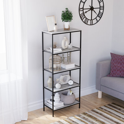 Sylvie 4 Tier Industrial Style Bookcase Living Room Shelving Unit With Metal Frame