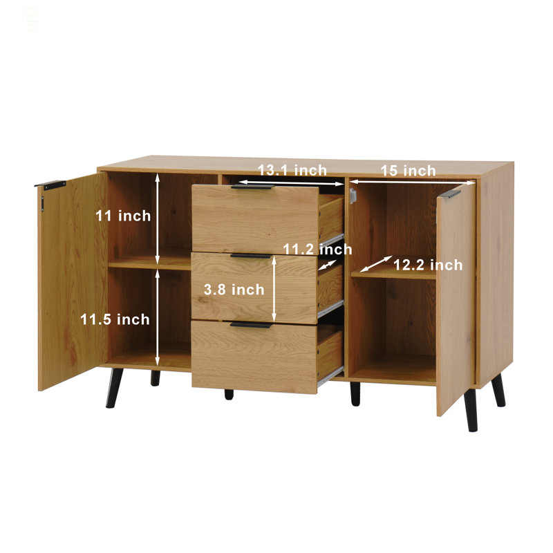 Buffet buffet avec rangement, armoire à café en bois, armoire de cuisine 47,2 po à 3 tiroirs et 2 portes, armoire de cuisine