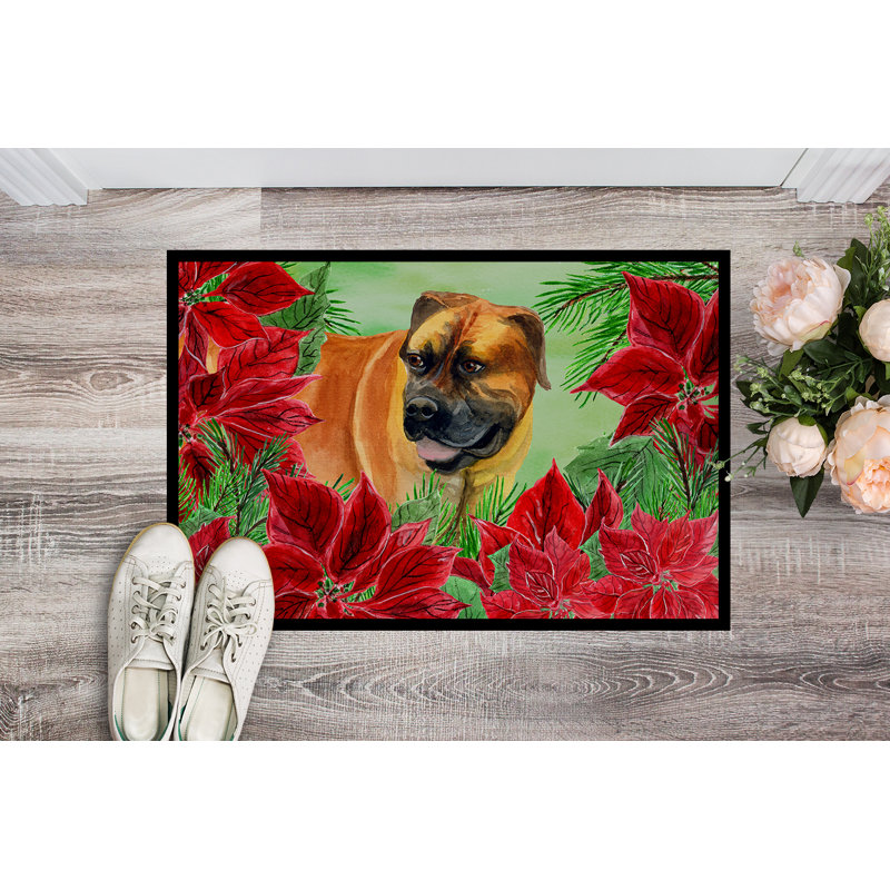 Tapis de porte d’extérieur anti-dérapant poinsettas boerboel marigide, Rectangle 2 pi x 3 pi