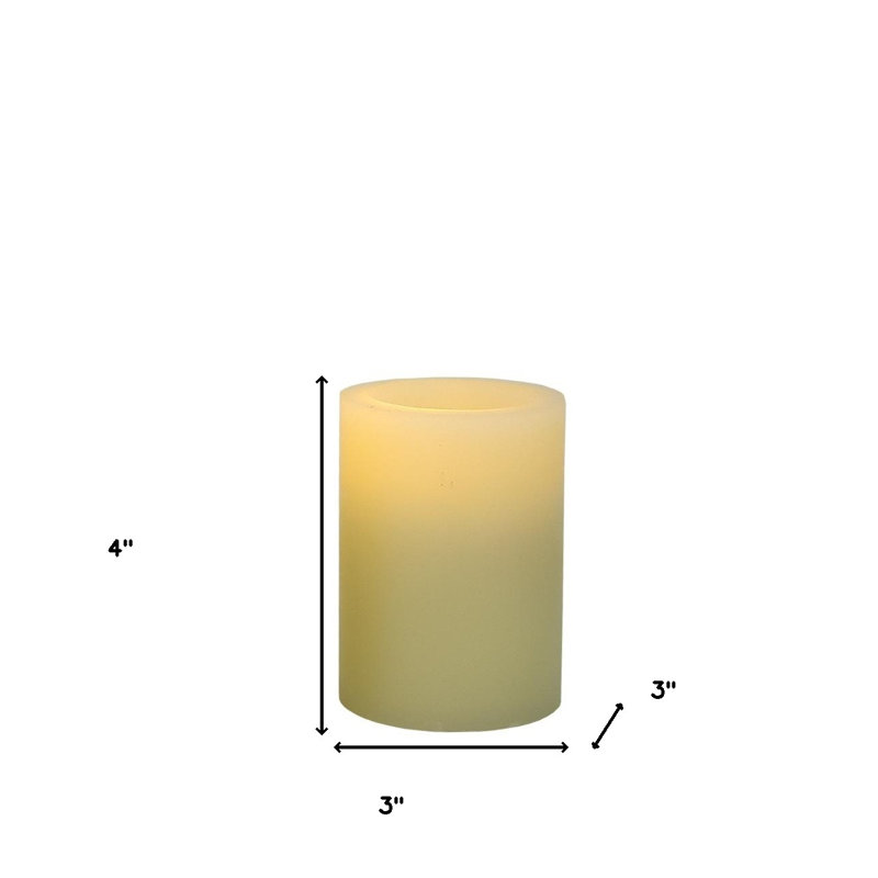 Bougie colonne sans flamme 4 po ivoire, 4" L x 3" W