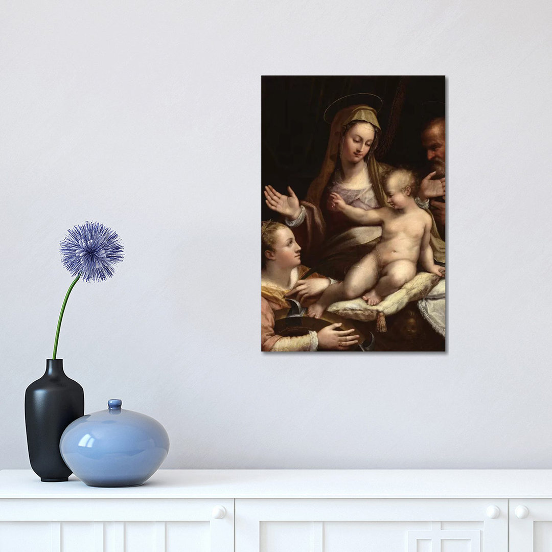 The Holy Family With Saint Catherine Of Alexandria, 1581 by Lavinia Fontana - Wrapped Canvas Painting