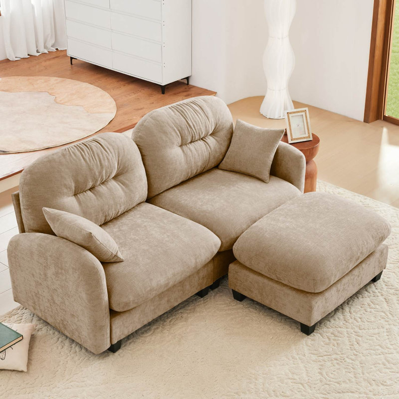 Canapé en chenille 74 "avec repose-pieds Cloud, Chameau