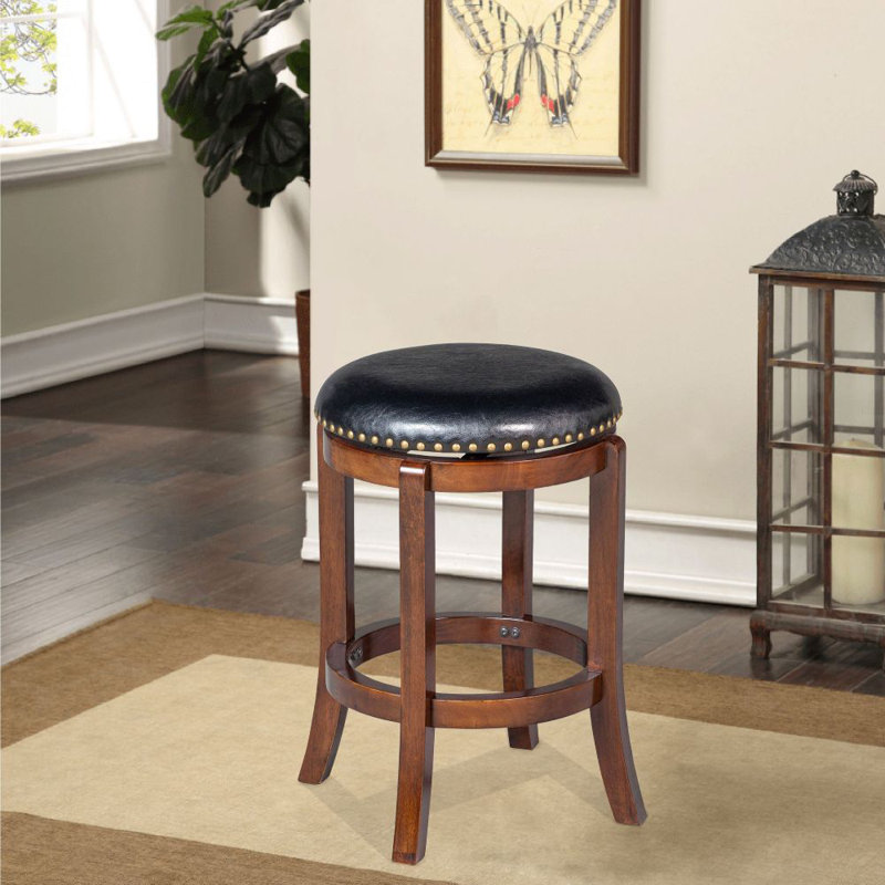 Tabouret de bar et de comptoir pivotant Ameil, Cappuccino, Tabouret de comptoir (assise de 24 po de hauteur)