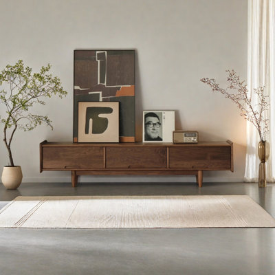Black Walnut TV Stand with Flip-Up Door
