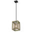 Luminaire suspendu 8 pouces Acia, abat-jour organza brun rustique, bois, métal