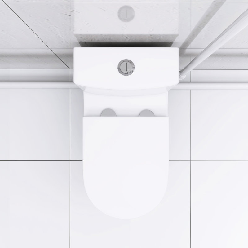 Toilette 600W pour l'amélioration du sous-sol: double chasse, siège confortable de 17,25 po, fermeture en douceur, 3 entrées d'eau, blanc avec entrées