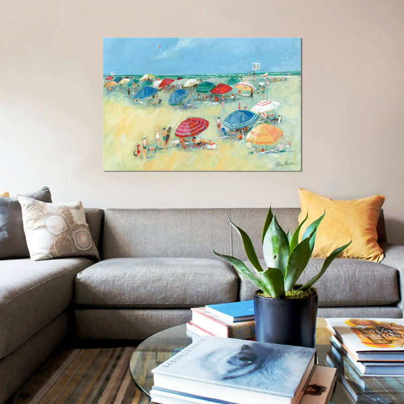 « the shore i » sur toile, H 18 po x l 26 po x P 1,5 po, Toile avec cadre noir, Pas de tapis