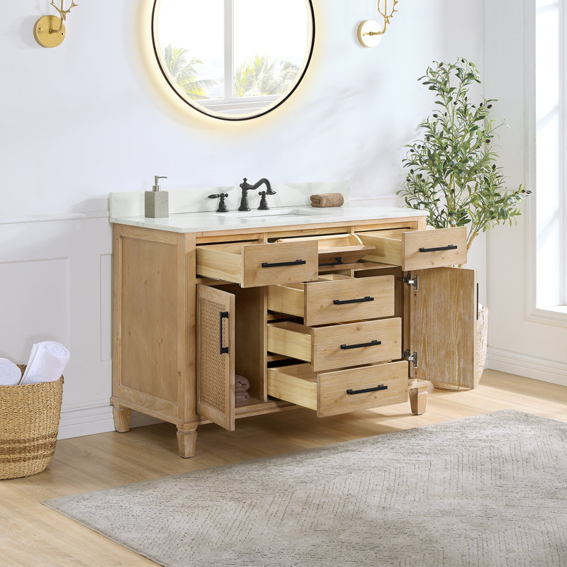 Solana 48 Single Bathroom Vanity Base Only in Weathered Fir