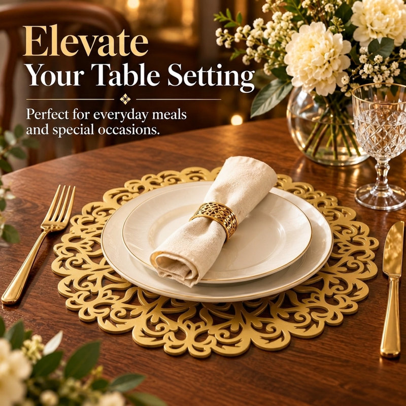 Decozen Wooden Carved Placemats Trivet Set Scratch Heat Resistant Durable Table Decor Christmas Gift