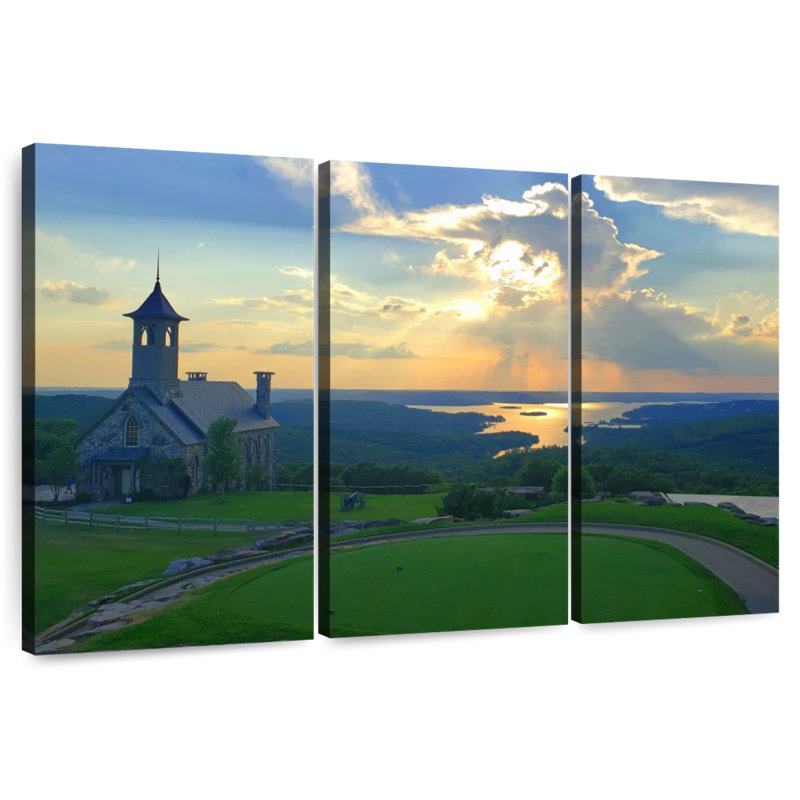 Adella Ozarks Chapel At Sunset, 32" H x 50" W