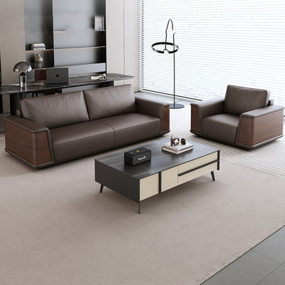 Coffee color Genuine Leather 2 - Piece Living Room Set