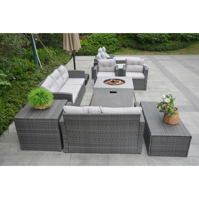 9 - Person Patio Conversation Set with Cushions