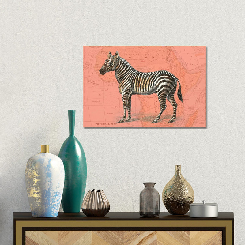 African Animals On Coral IV by Studio W - Gallery-Wrapped Canvas Giclée on Canvas, 30.48 cm H x 45.72 cm W, Canvas