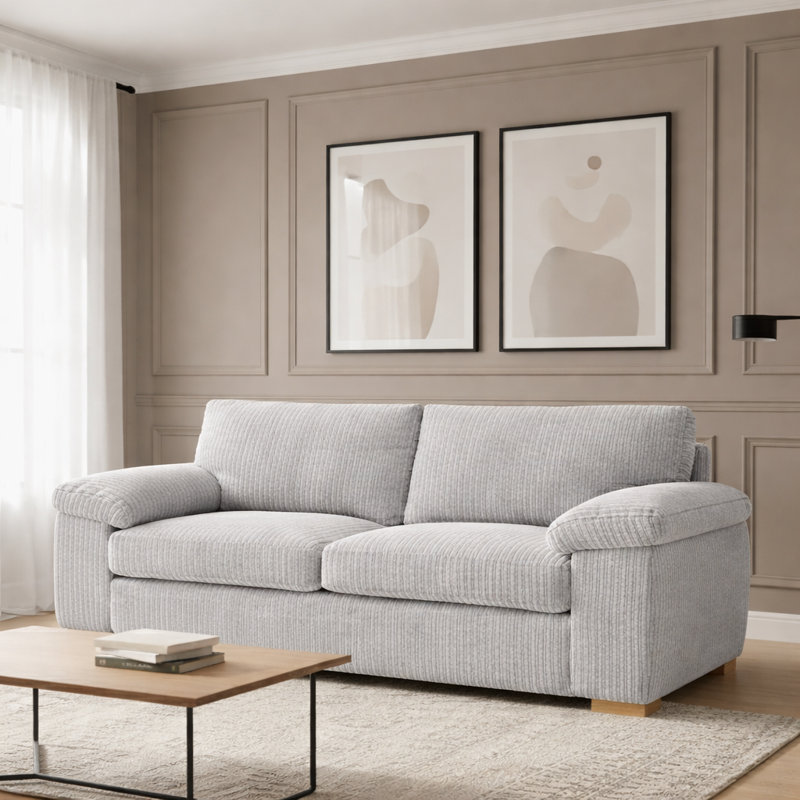 3 Seater Corduroy Sofa, Beige