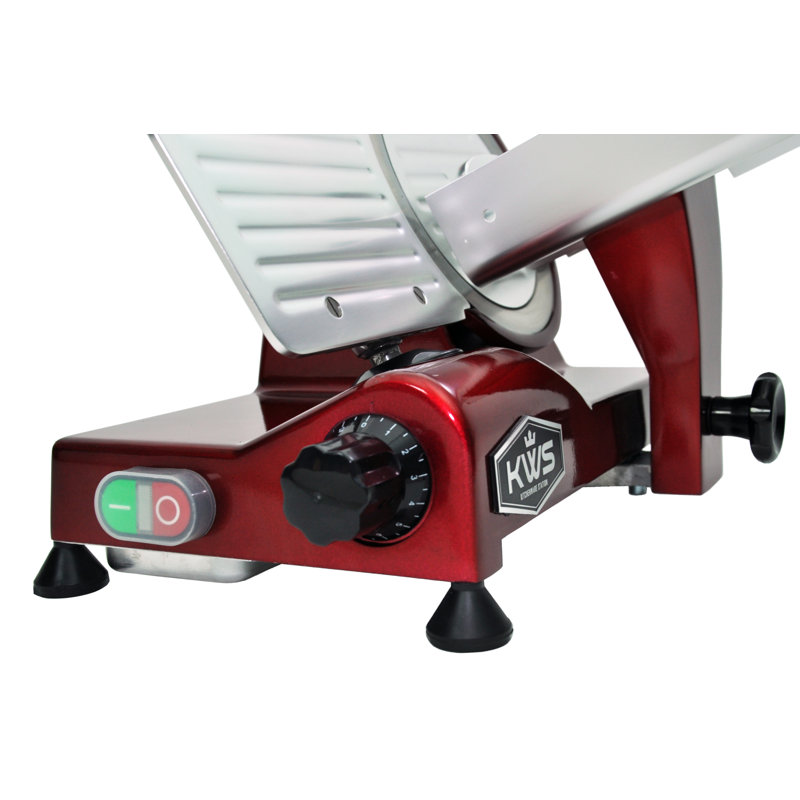 Red 7.67-Inch Stainless Steel Electric Meat Slicer with Blade Guard