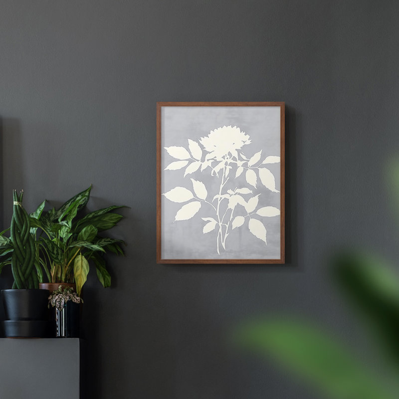 FLORAL Series dxc - impression encadrée de qualité supérieure - prête à être accrochée - aucun clou requis, Noyer