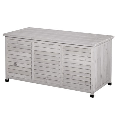 Grande boîte de rangement en bois gris 75 gallons
