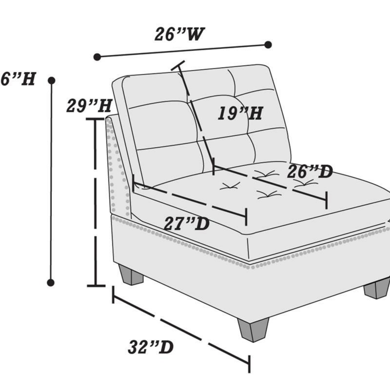 Ensemble de salon modulaire contemporain modulaire 7 pièces Mobilier de salon en L gris capitonné en tissu d'ameublement avec têtes de clous capitonnés 2X coin 3X fauteuil sans accoudoirs et 2X repose-pieds