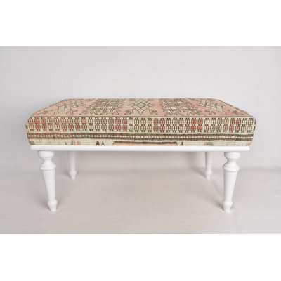 Soft Tones Bench, Mudroom Bench, Ottoman Bench, Upholstered Bench, Turkish Rug Bench, Kilim Bench, Home Decor Bench, Handmade Bench