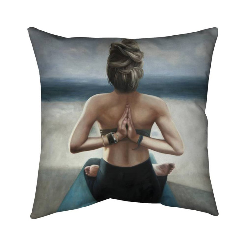 Reverse prayer pose - 16"x16" Outdoors Throw pillow - Spun poly - Print on demand