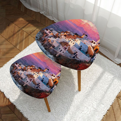 Ensemble de 2 tables basses gigognes triangulaires Sunset Island Santorini