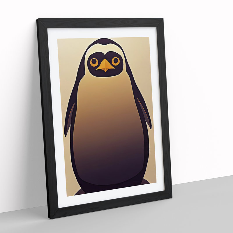 Retro Penguin No.2 - Framed Print, Black Framed, 46cm H x 34cm W x 2cm D