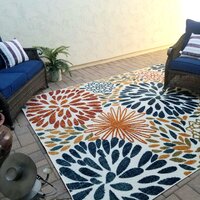 Weyland Floral Power Loom Blue/Orange Indoor/Outdoor Patio Rug World Menagerie Rug Size: Rectangle 12' x 15