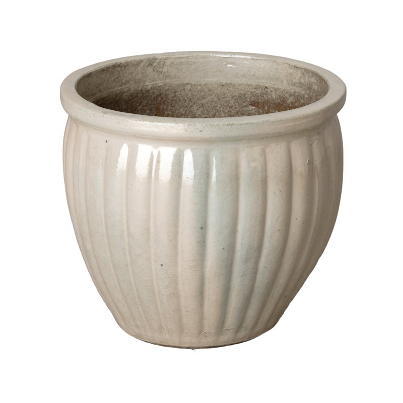 Som Handmade Ceramic Pot Planter, White, 7'' H x 8'' W x 8'' D