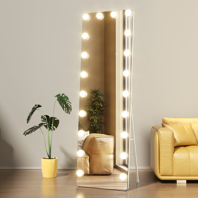 Ebern Designs Modern & Contemporary Lighted Full-Length Mirror with Tempered Glass, 63" x 20"