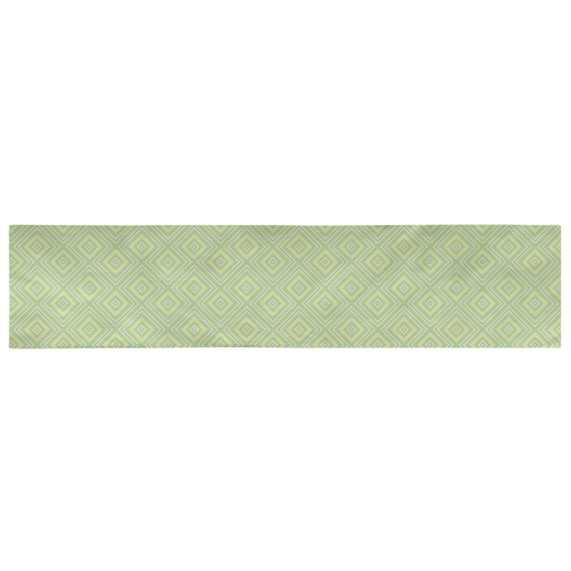 Chemin de table en treillis Avicia, 90 po x 16 po, Vert / Bleu, Polyester