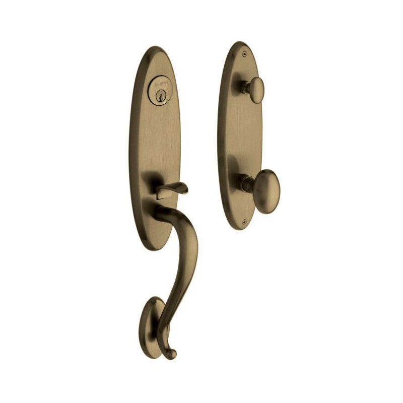Complete Inactive Blakely Dummy Handleset with Knob and Rosette, Satin Brass & Black