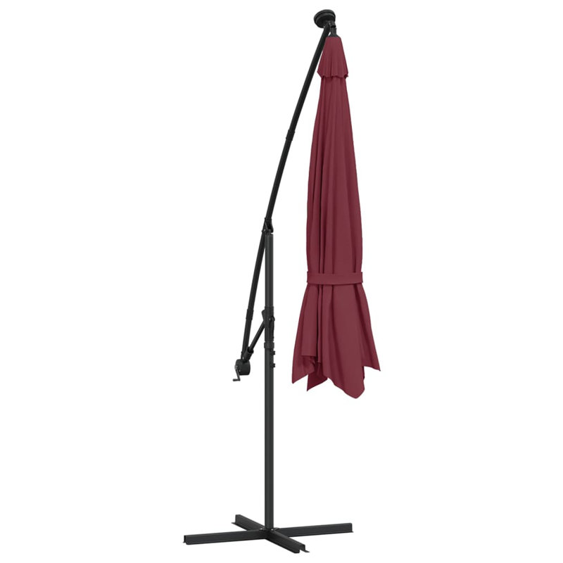 Gurganus 350cm Lighted Market Parasol, Bordeaux Red