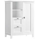 Freestanding Bathroom Floor Storage Cabinet with Open Compartment, 2 Drawers & Adjustable Shelves
