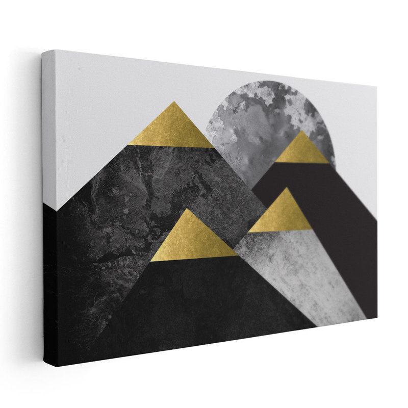 «Black and Gold Mountains 2», reproduction d'art sur toile, H 20 po x l 30 po