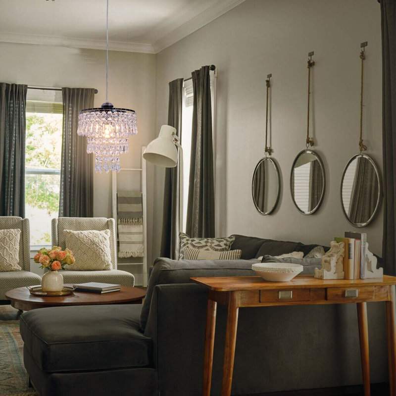 Luminaire suspendu en cristal Godrick, Chrome