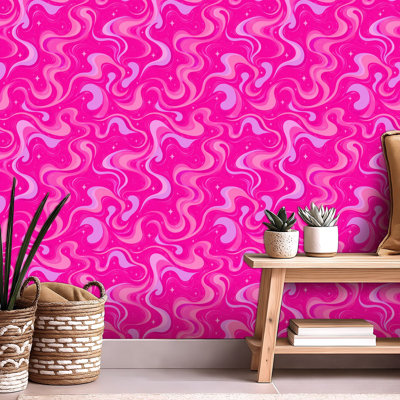 Peel and Stick Wallpaper Contact Paper Hot Pink Grunge Magenta Purple Concrete Self Adhesive and Removable 24in x 118in(60x300cm)