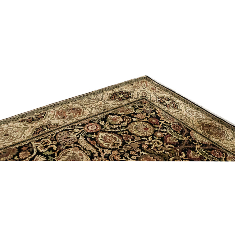 High-Quality Hand-Knotted Black And Gold Area Rug