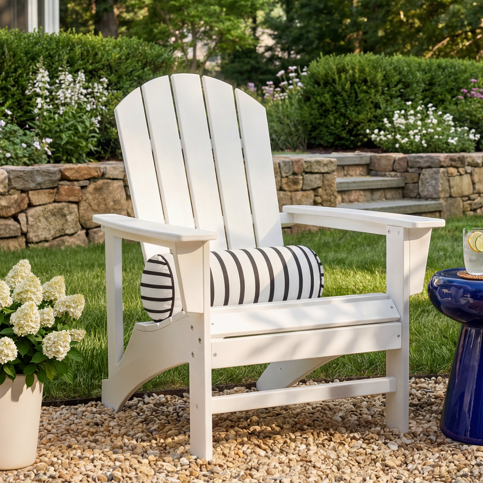 POLYWOOD® Nautical Adirondack Chair, White