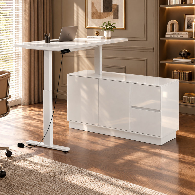 Bureau à hauteur réglable avec rangement