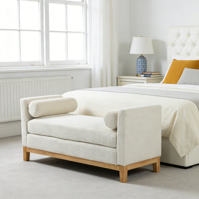 Banc rembourré l 54,3 po Boucle, 54.3"W, Blanc