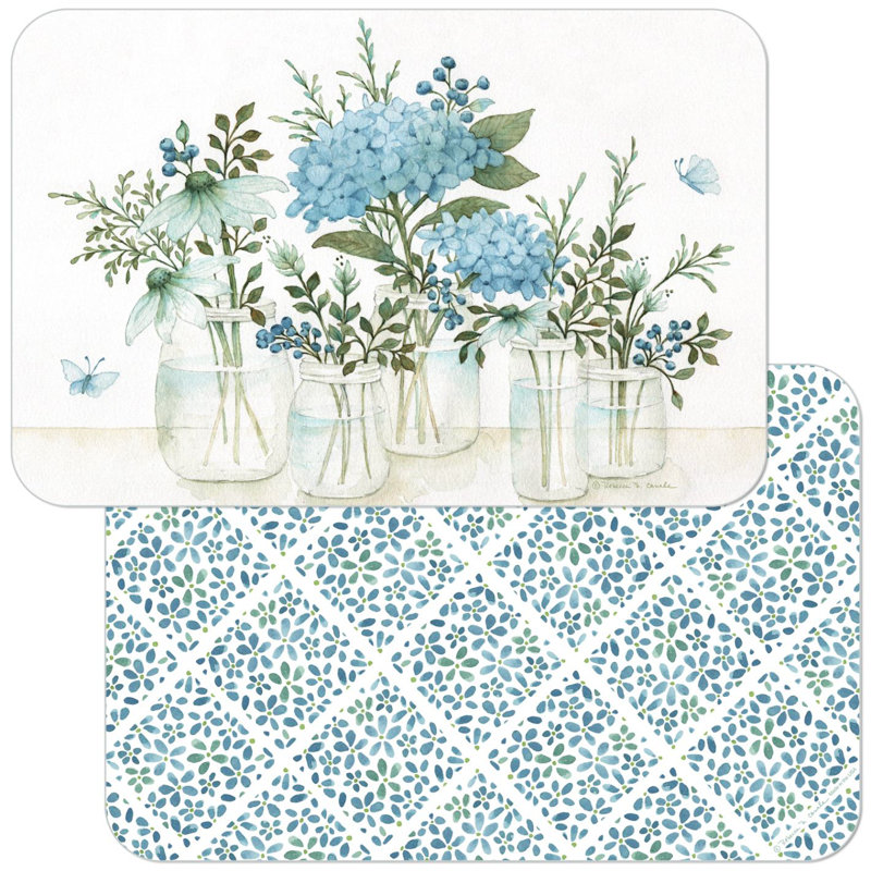 Ensemble de napperon réversible 4 pièces Counteron Art Mason Jars & Florals