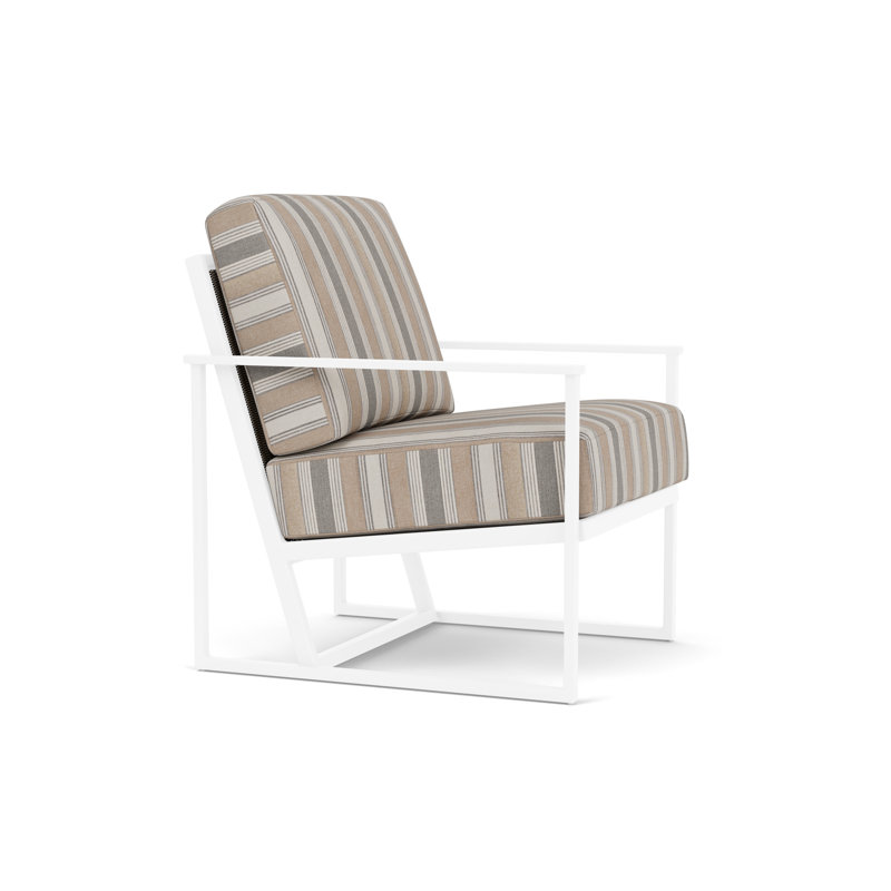 Summit Outdoor Lounge Chair, White, Linen, Purveyor Pewter