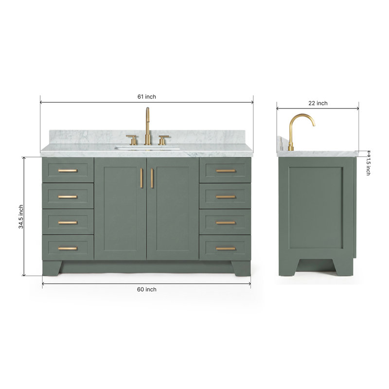ARIEL TAYLOR 61 IN RECTANGLE SINK VANITY, Rectangle, Vintage Green