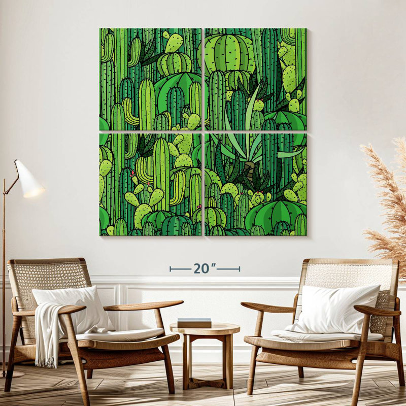 Harnek Green Cactus Pattern, 57" H x 57" W