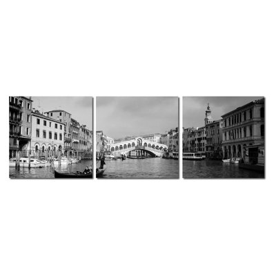 Ensemble de 3 reproductions de photo sur toile tendue encadrée baxton studio rialto bridge